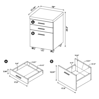 Skylar 3-drawer Mobile File Cabinet Cappuccino 800894