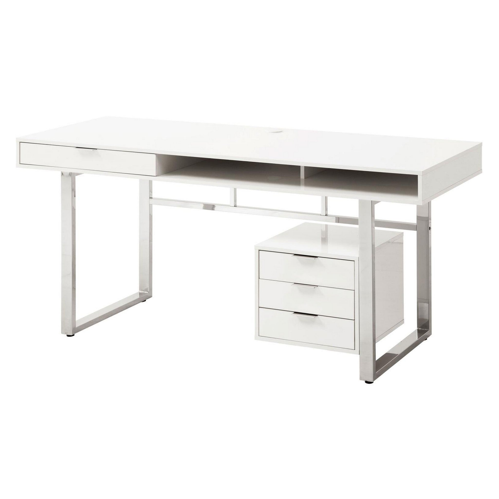 Whitman 4-drawer Writing Desk Glossy White 800897