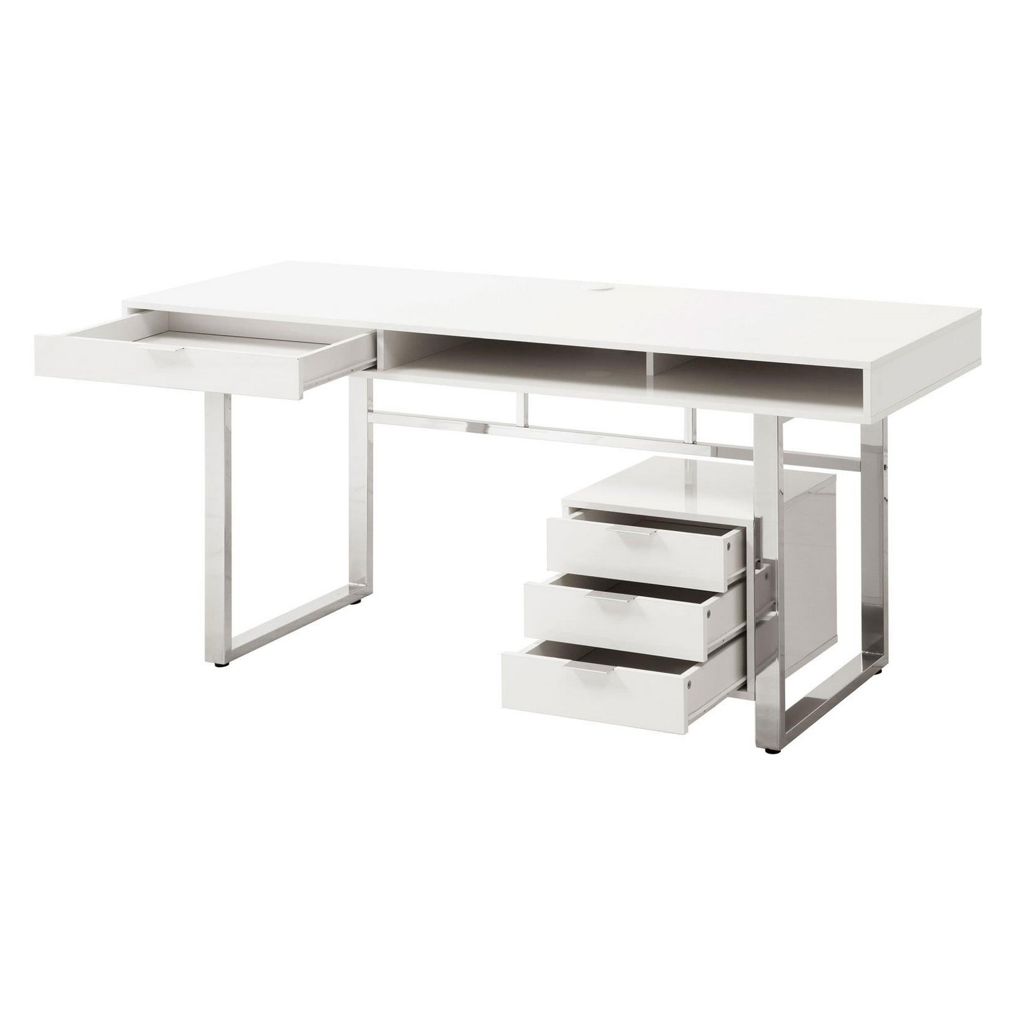 Whitman 4-drawer Writing Desk Glossy White 800897