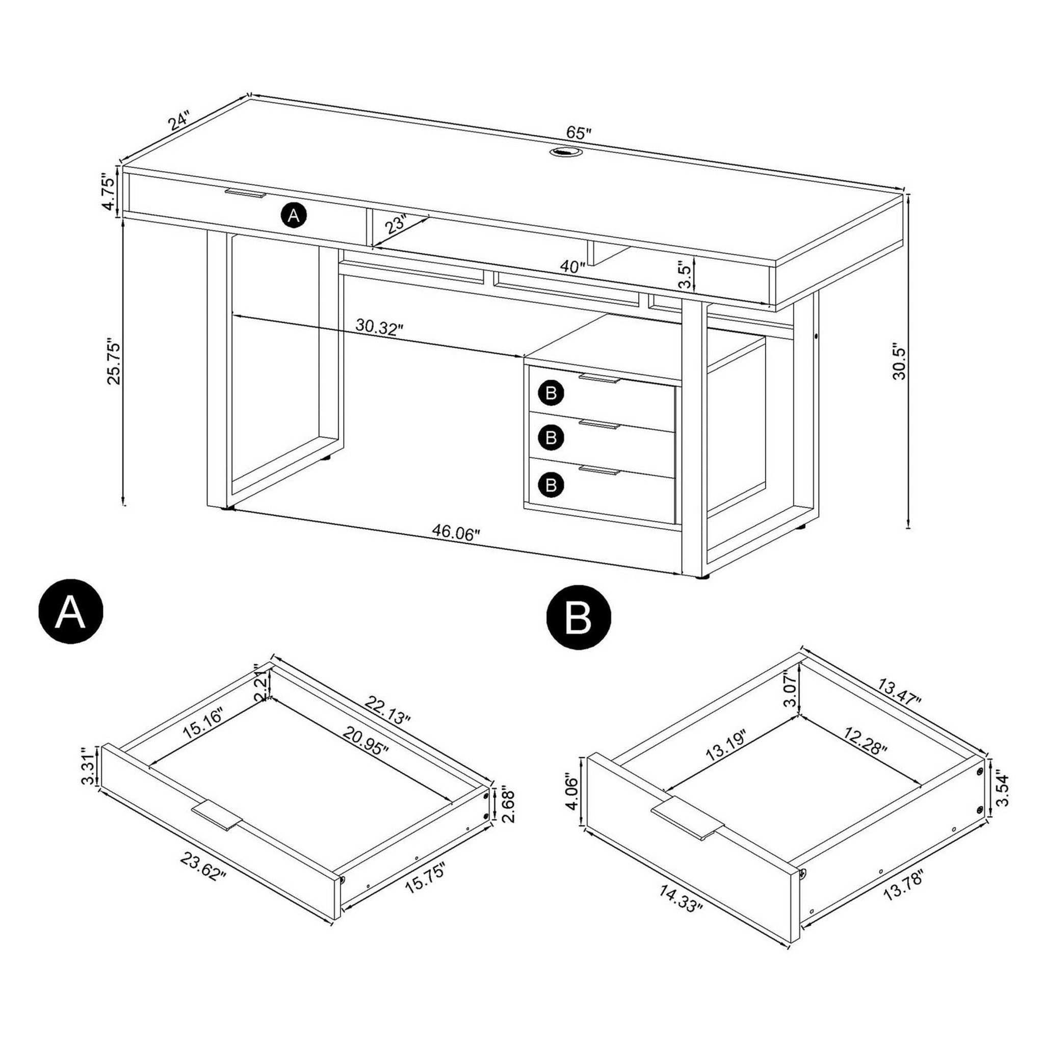 Whitman 4-drawer Writing Desk Glossy White 800897