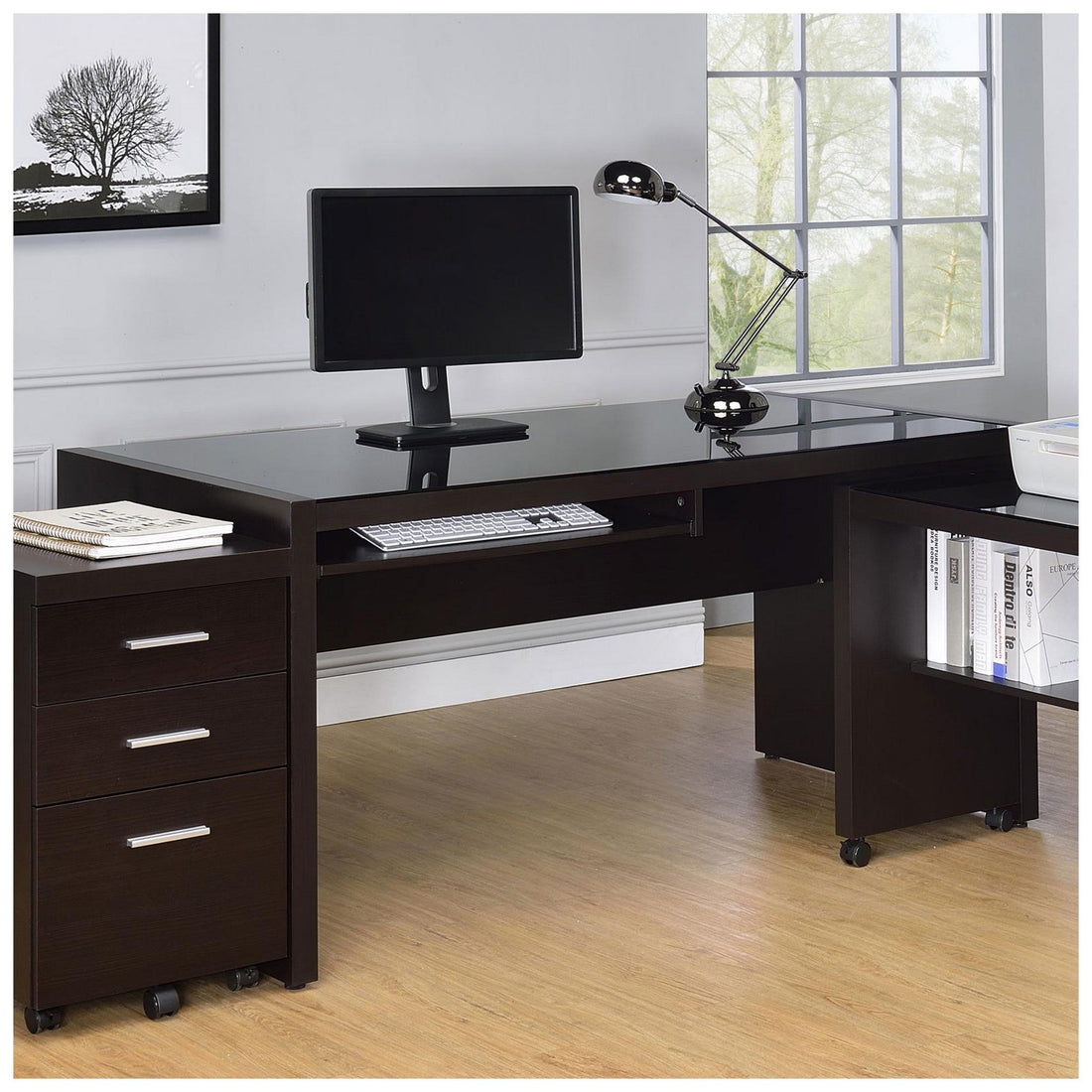 Skeena Computer Desk with Keyboard Drawer Cappuccino 800901