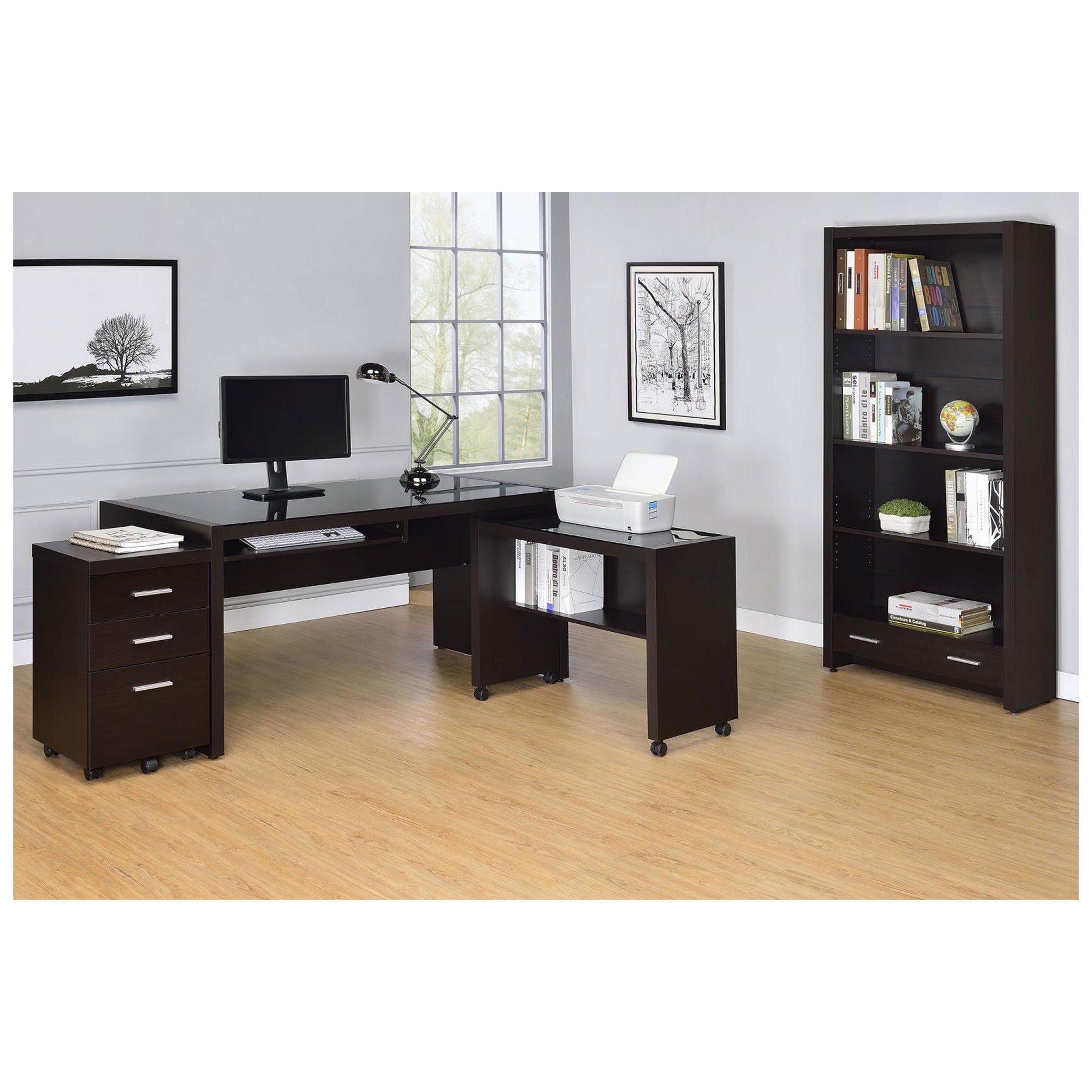 Skeena Computer Desk with Keyboard Drawer Cappuccino 800901