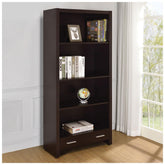 Skylar 5-shelf Bookcase with Storage Drawer Cappuccino 800905