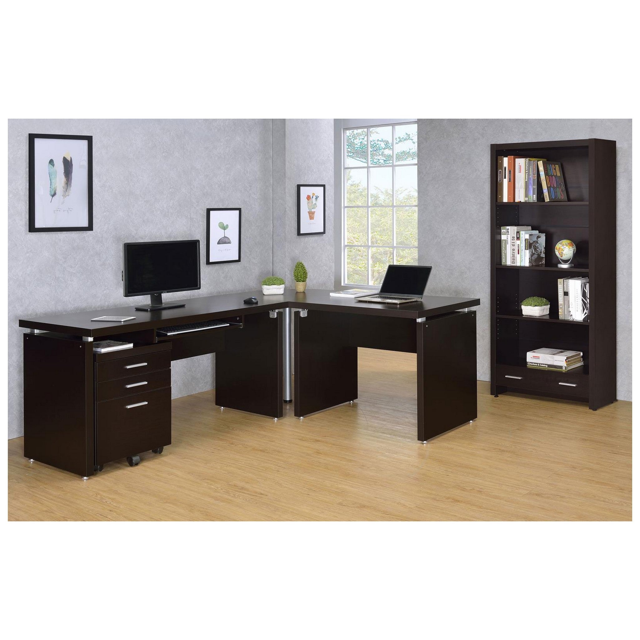 Skylar 5-shelf Bookcase with Storage Drawer Cappuccino 800905