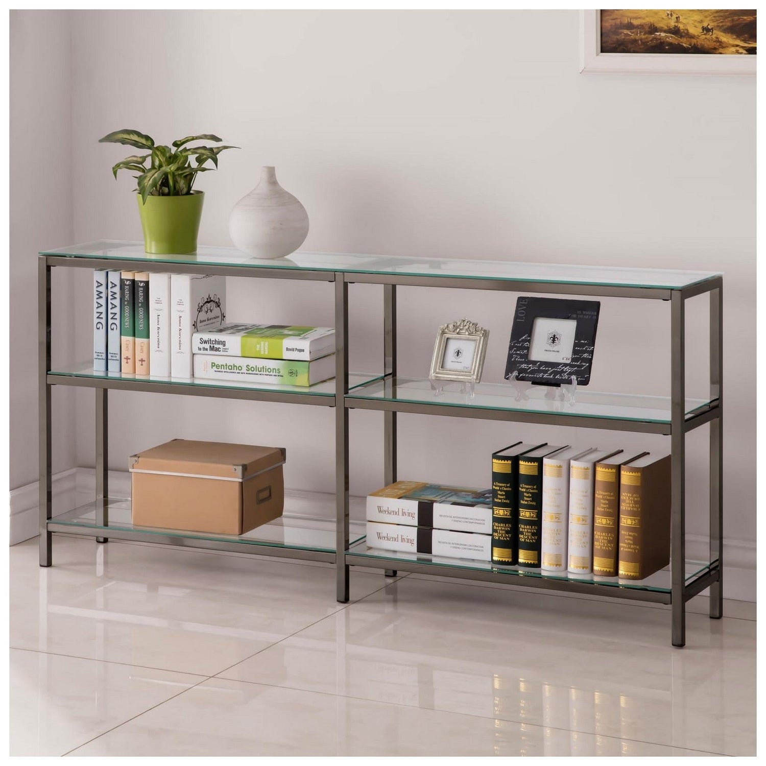 Kate 2-tier Bookcase Black Nickel 801018