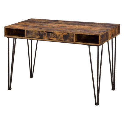 Olvera 1-drawer Writing Desk Antique Nutmeg and Dark Bronze 801038