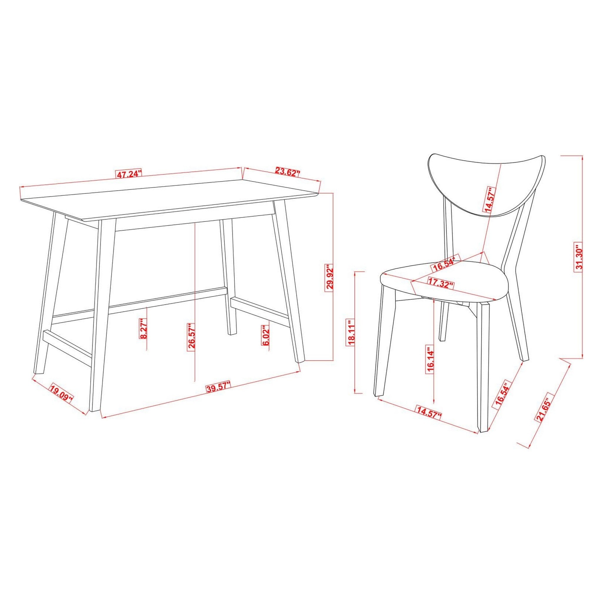 Karri 2-piece Writing Desk Set Walnut 801095