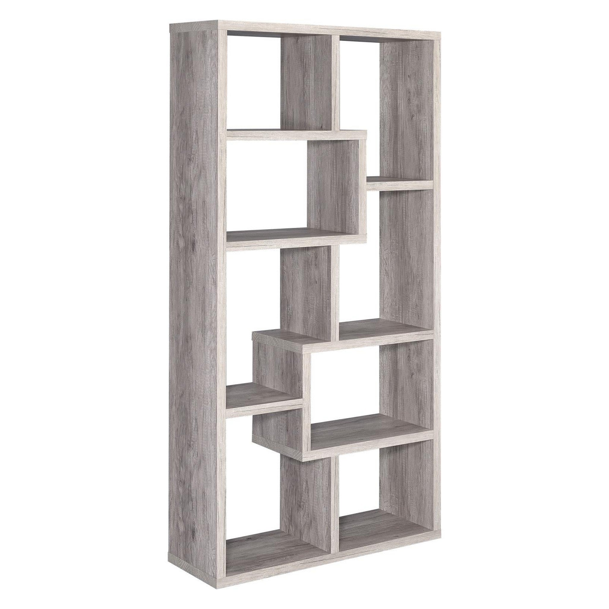 Theo 10-shelf Bookcase Grey Driftwood 801137