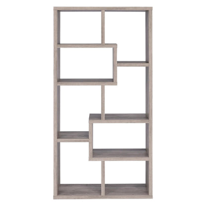 Theo 10-shelf Bookcase Grey Driftwood 801137