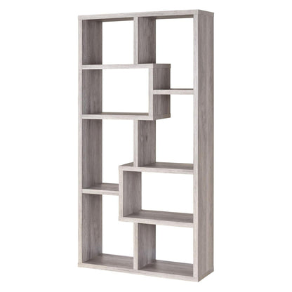 Theo 10-shelf Bookcase Grey Driftwood 801137