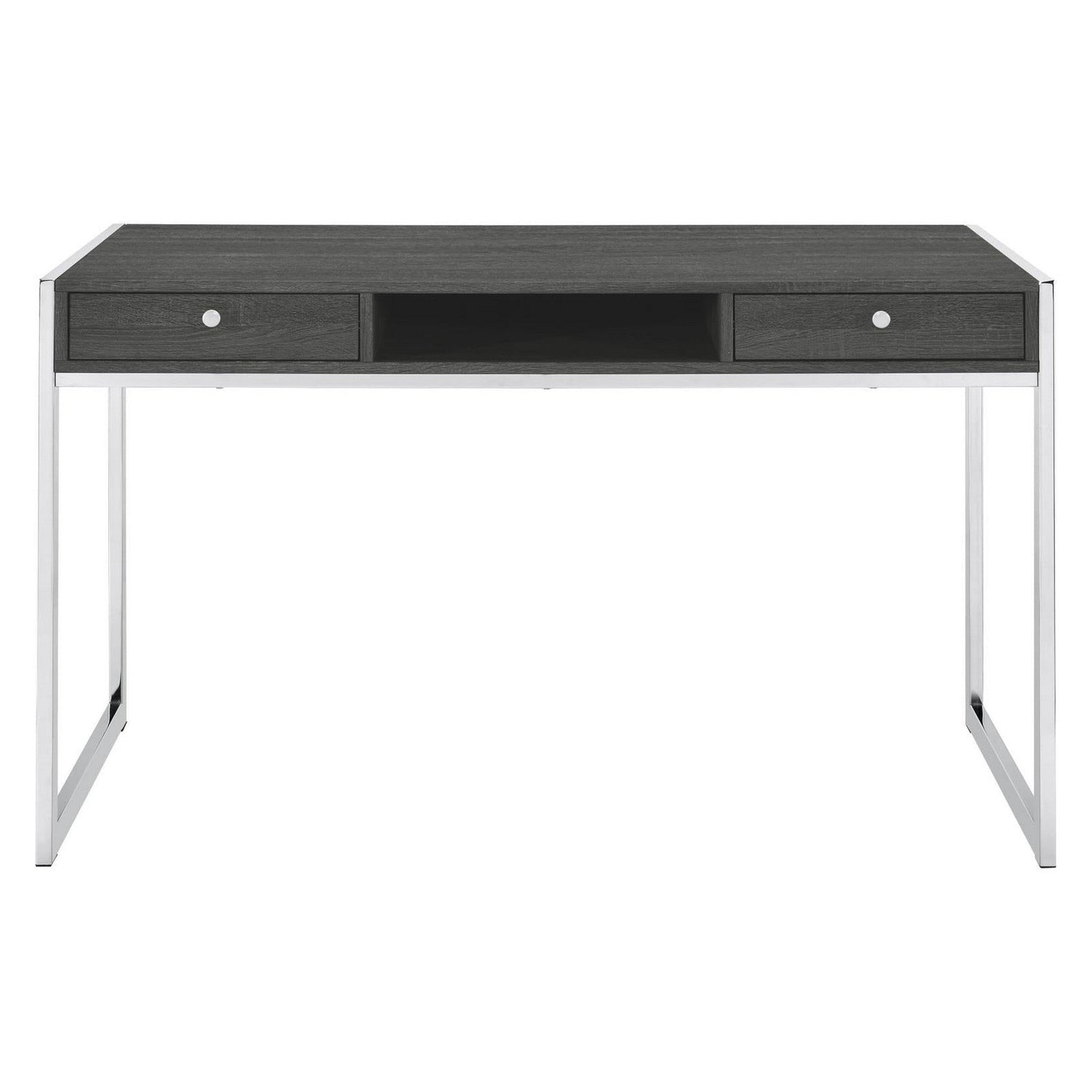 Wallice 2-drawer Writing Desk Weathered Grey and Chrome 801221