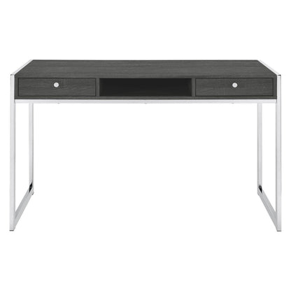 Wallice 2-drawer Writing Desk Weathered Grey and Chrome 801221