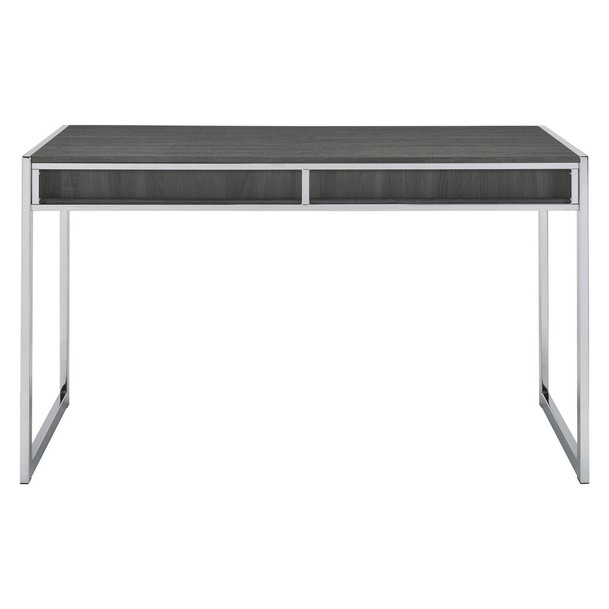 Wallice 2-drawer Writing Desk Weathered Grey and Chrome 801221