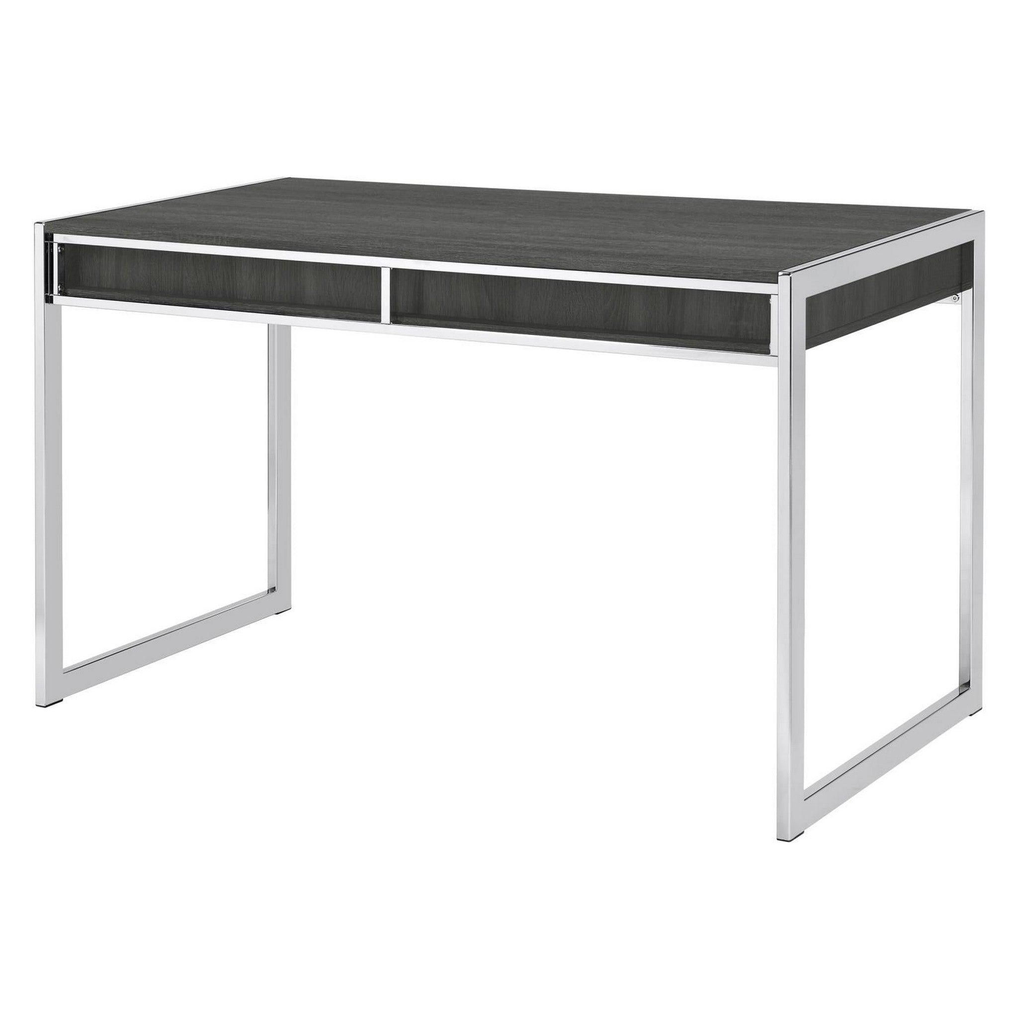 Wallice 2-drawer Writing Desk Weathered Grey and Chrome 801221