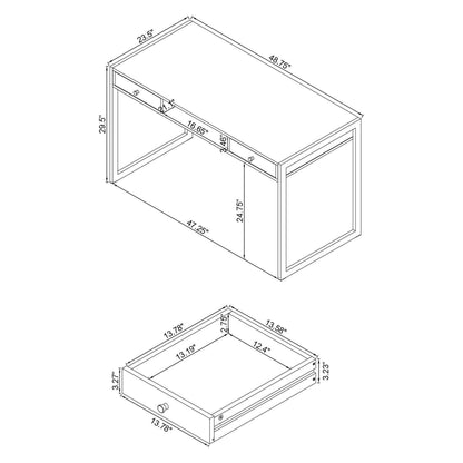 Wallice 2-drawer Writing Desk Weathered Grey and Chrome 801221