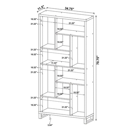 Delwin 10-shelf Bookcase Antique Nutmeg 801236