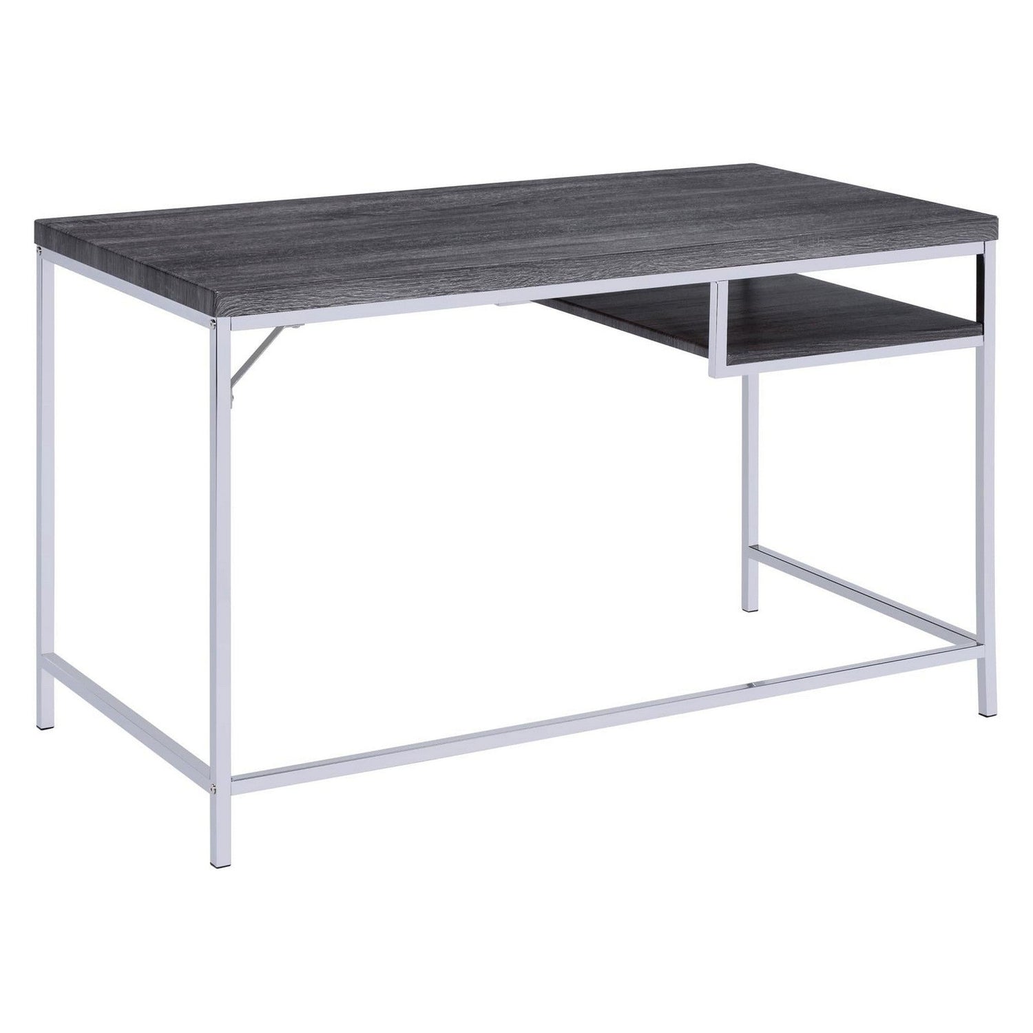 Kravitz Rectangular Writing Desk Weathered Grey and Chrome 801271