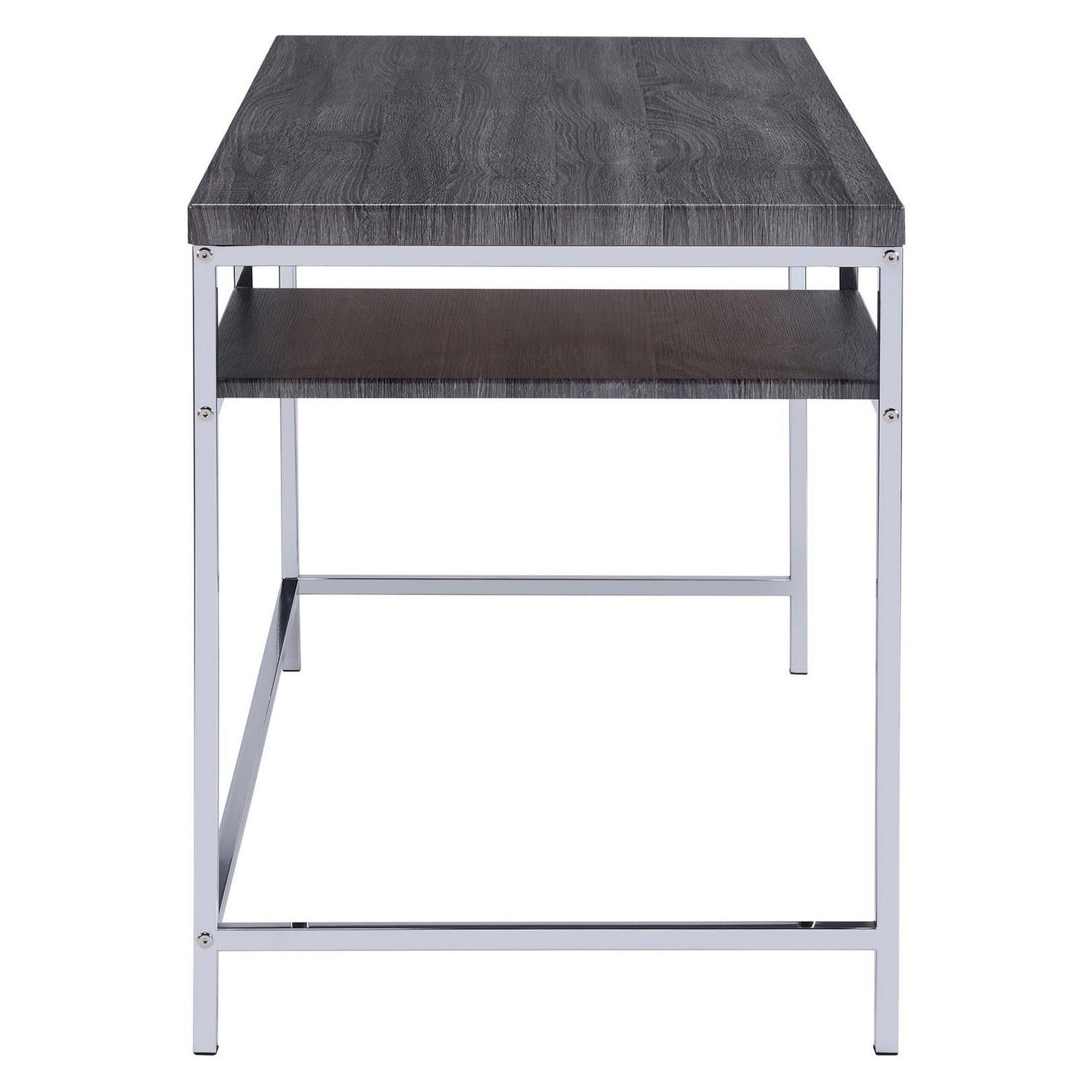 Kravitz Rectangular Writing Desk Weathered Grey and Chrome 801271