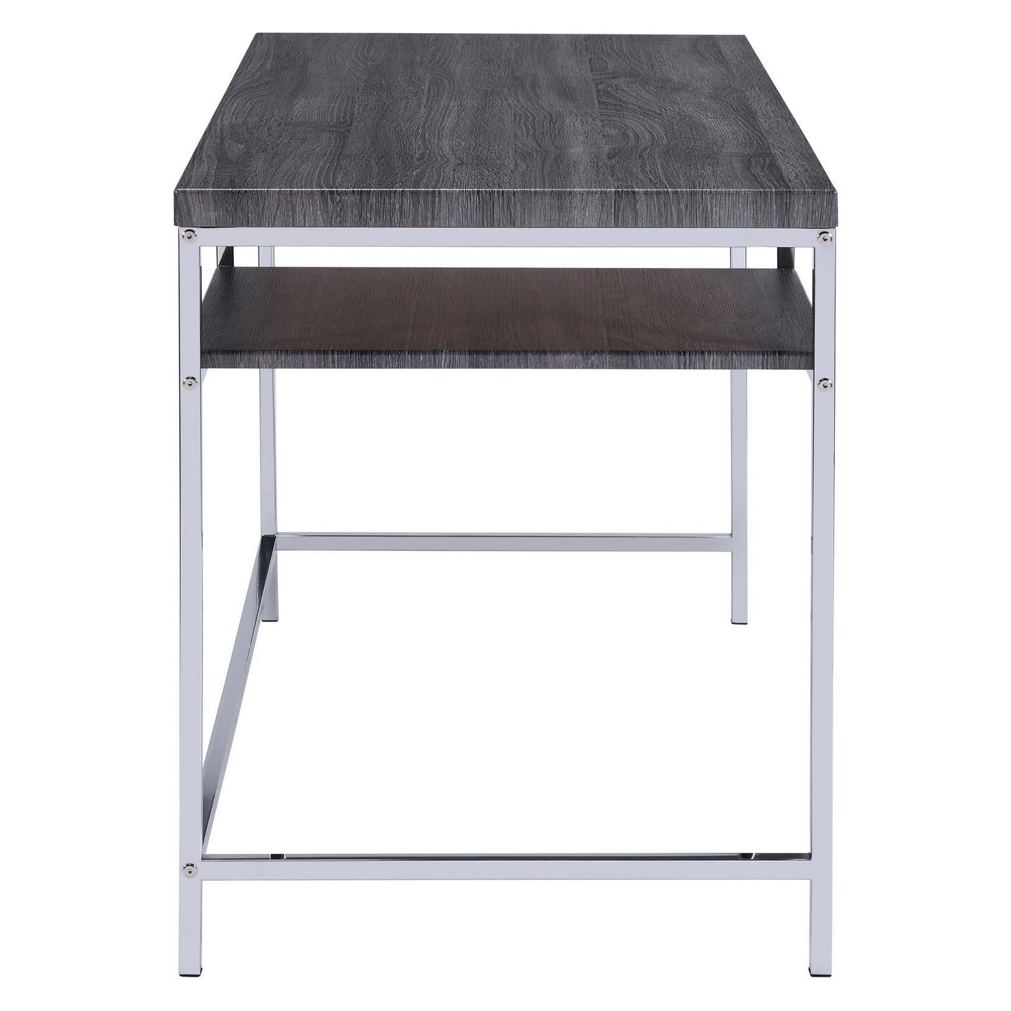 Kravitz Rectangular Writing Desk Weathered Grey and Chrome 801271