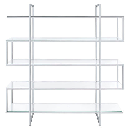 5-shelf Bookcase Chrome and Clear 801304