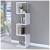 Baxter 4-shelf Bookcase White and Chrome 801418