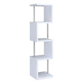 Baxter 4-shelf Bookcase White and Chrome 801418