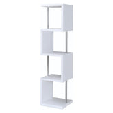 Baxter 4-shelf Bookcase White and Chrome 801418