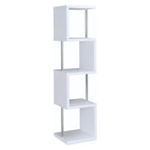 Baxter 4-shelf Bookcase White and Chrome 801418