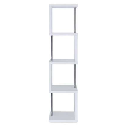 Baxter 4-shelf Bookcase White and Chrome 801418