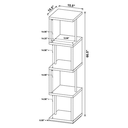 Baxter 4-shelf Bookcase White and Chrome 801418