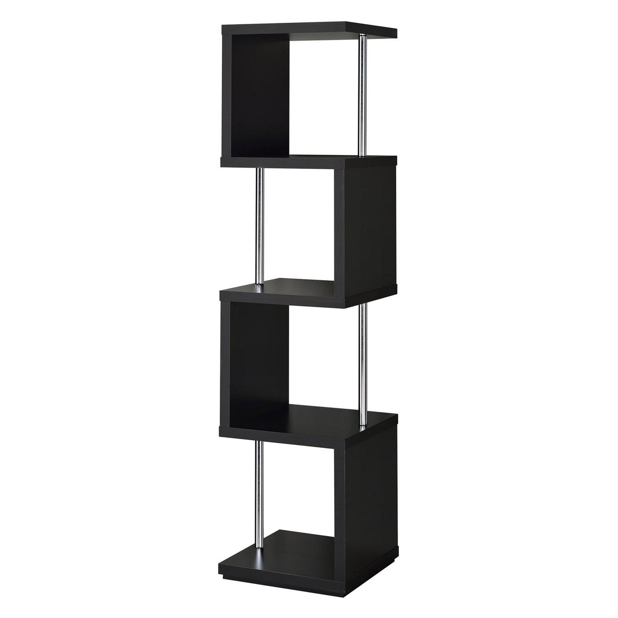 Baxter 4-shelf Bookcase Black and Chrome 801419