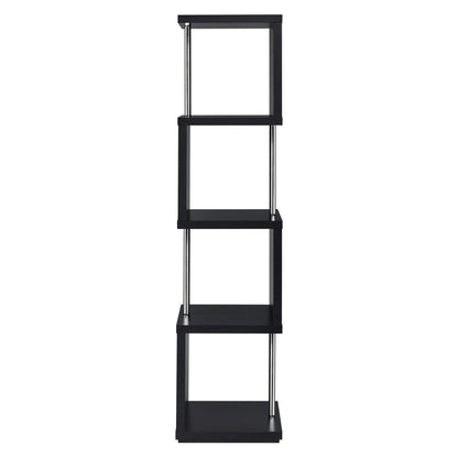 Baxter 4-shelf Bookcase Black and Chrome 801419