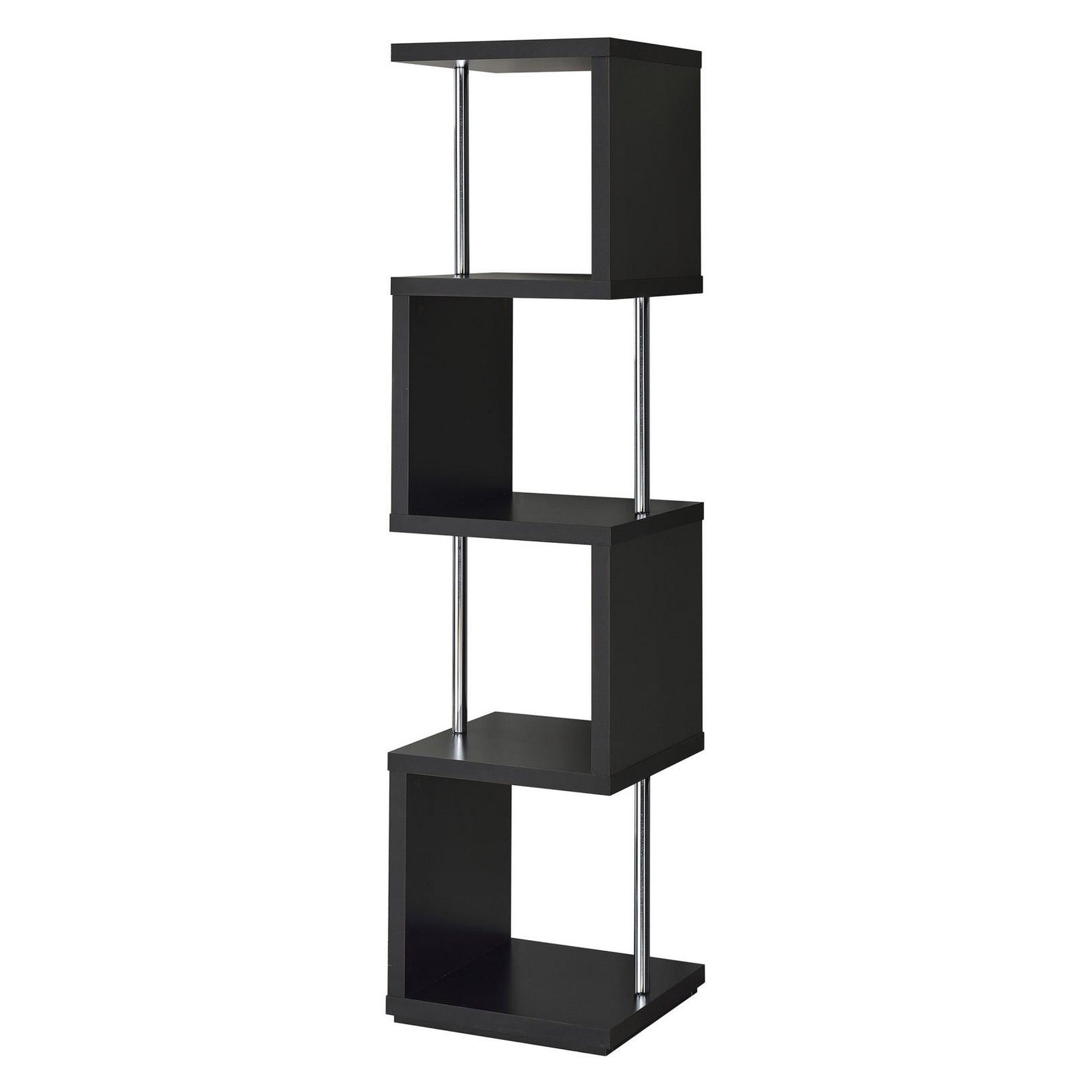 Baxter 4-shelf Bookcase Black and Chrome 801419