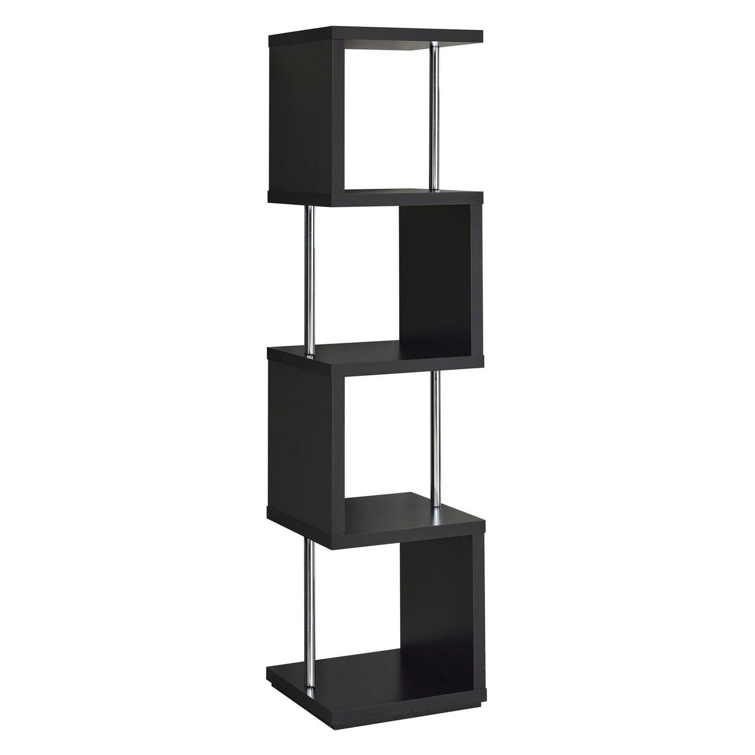 Baxter 4-shelf Bookcase Black and Chrome 801419