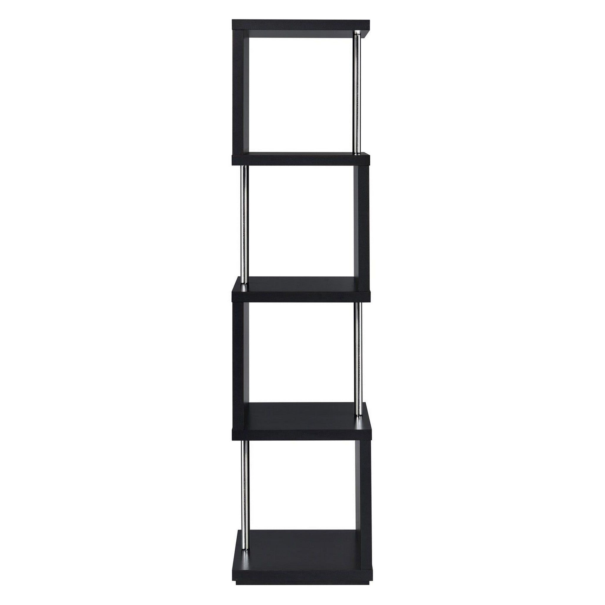 Baxter 4-shelf Bookcase Black and Chrome 801419