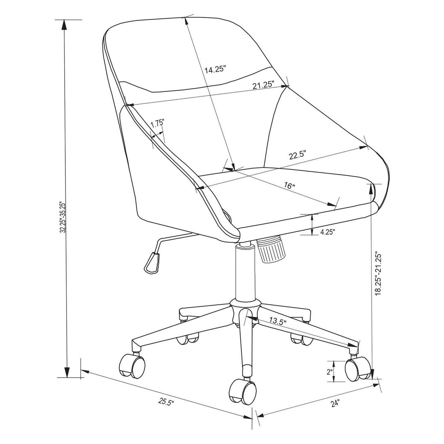 Jackman Upholstered Office Chair with Casters 801422