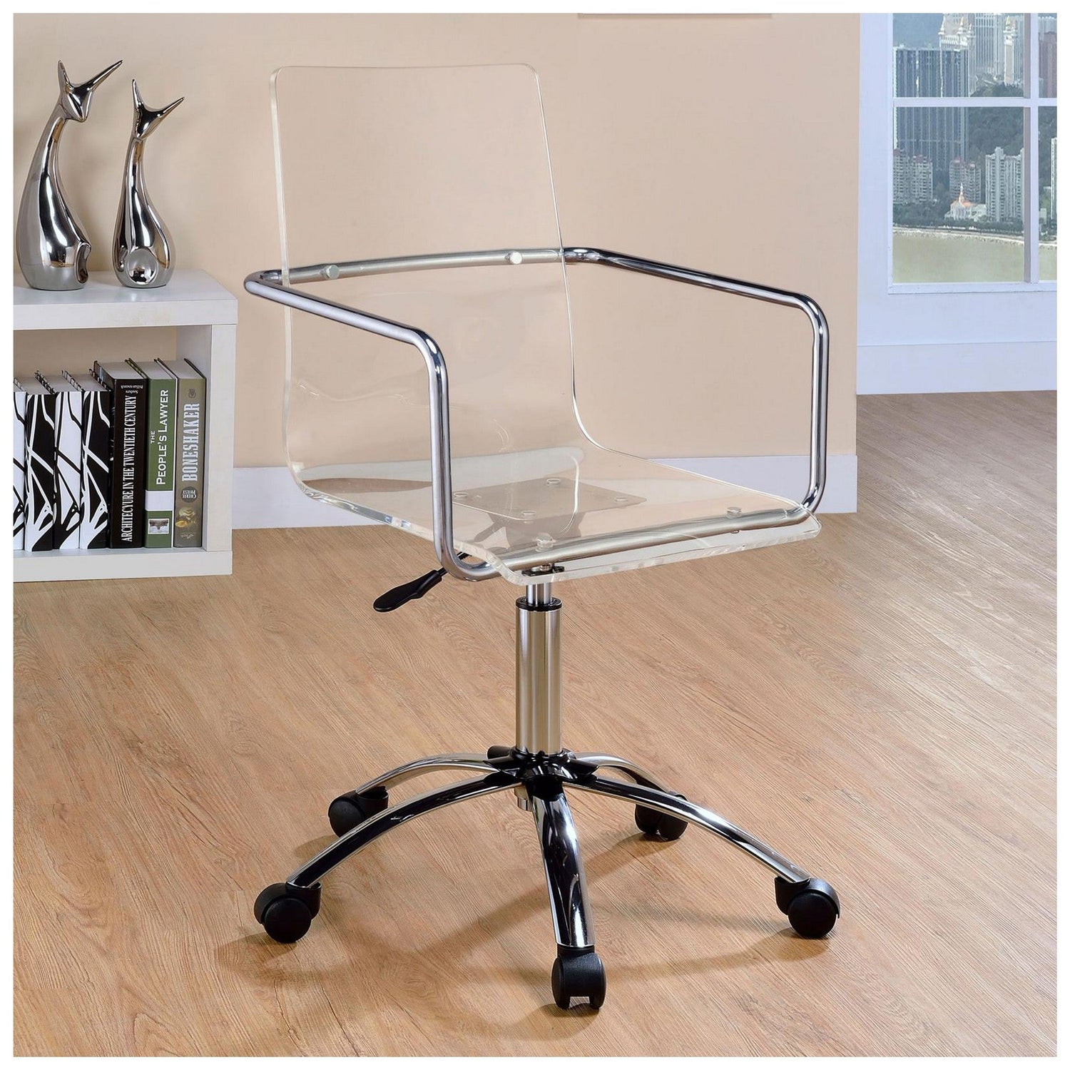 Amaturo Office Chair with Casters Clear and Chrome 801436