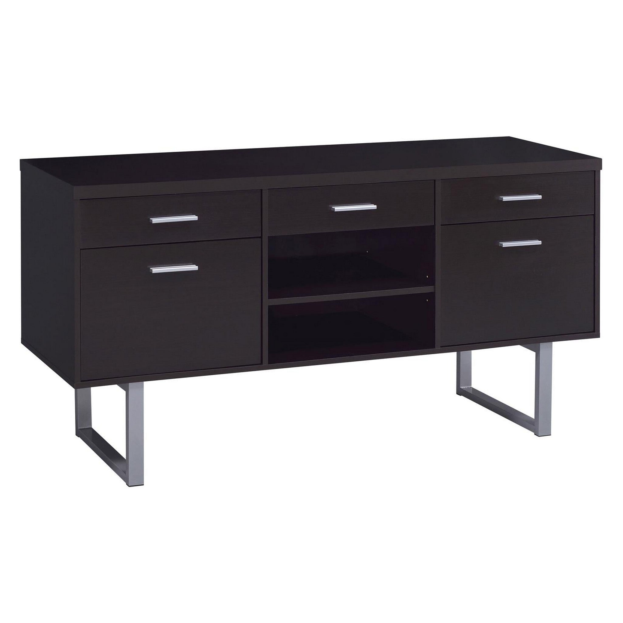 Lawtey 5-drawer Credenza with Adjustable Shelf Cappuccino 801522