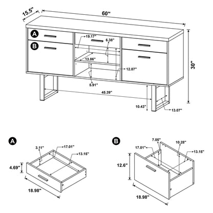 Lawtey 5-drawer Credenza with Adjustable Shelf Cappuccino 801522