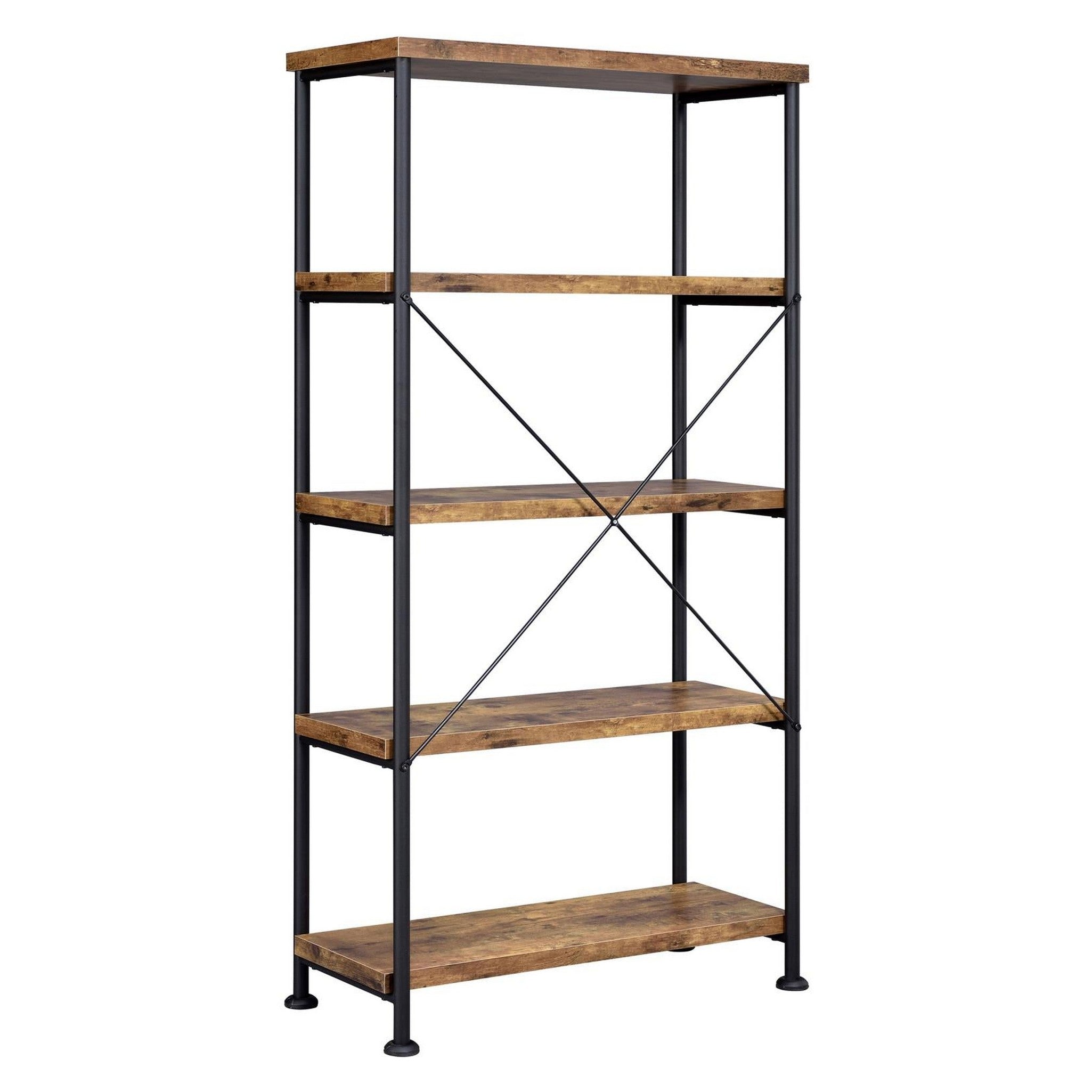 Analiese 4-shelf Bookcase Antique Nutmeg 801542