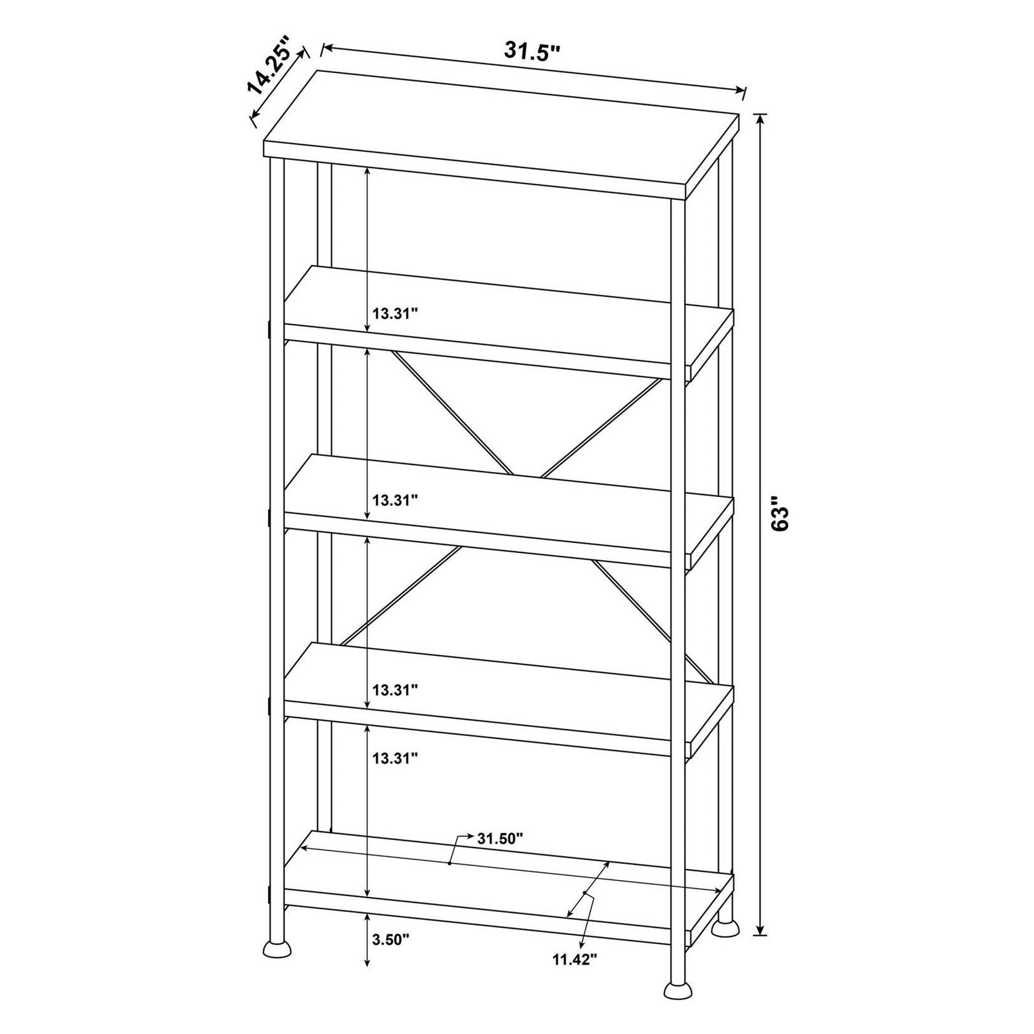 Analiese 4-shelf Bookcase Antique Nutmeg 801542