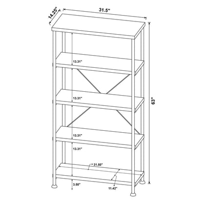 Analiese 4-shelf Bookcase Antique Nutmeg 801542