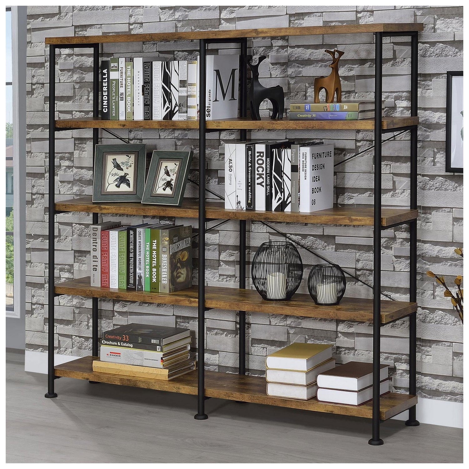 Analiese 4-shelf Open Bookcase Antique Nutmeg 801543