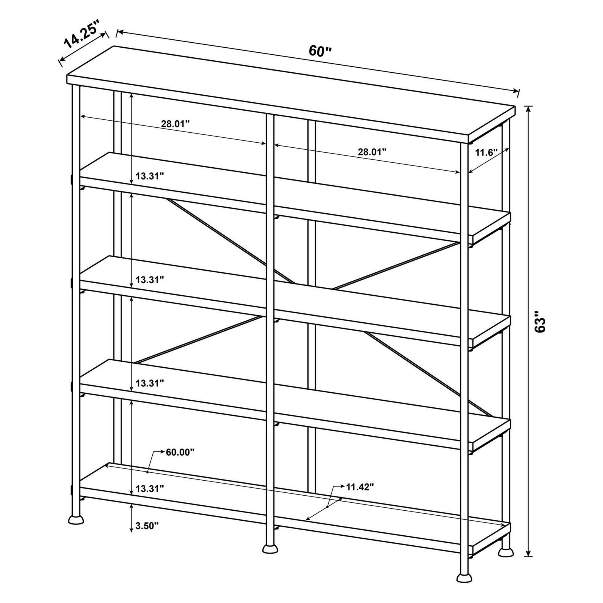 Analiese 4-shelf Open Bookcase Antique Nutmeg 801543