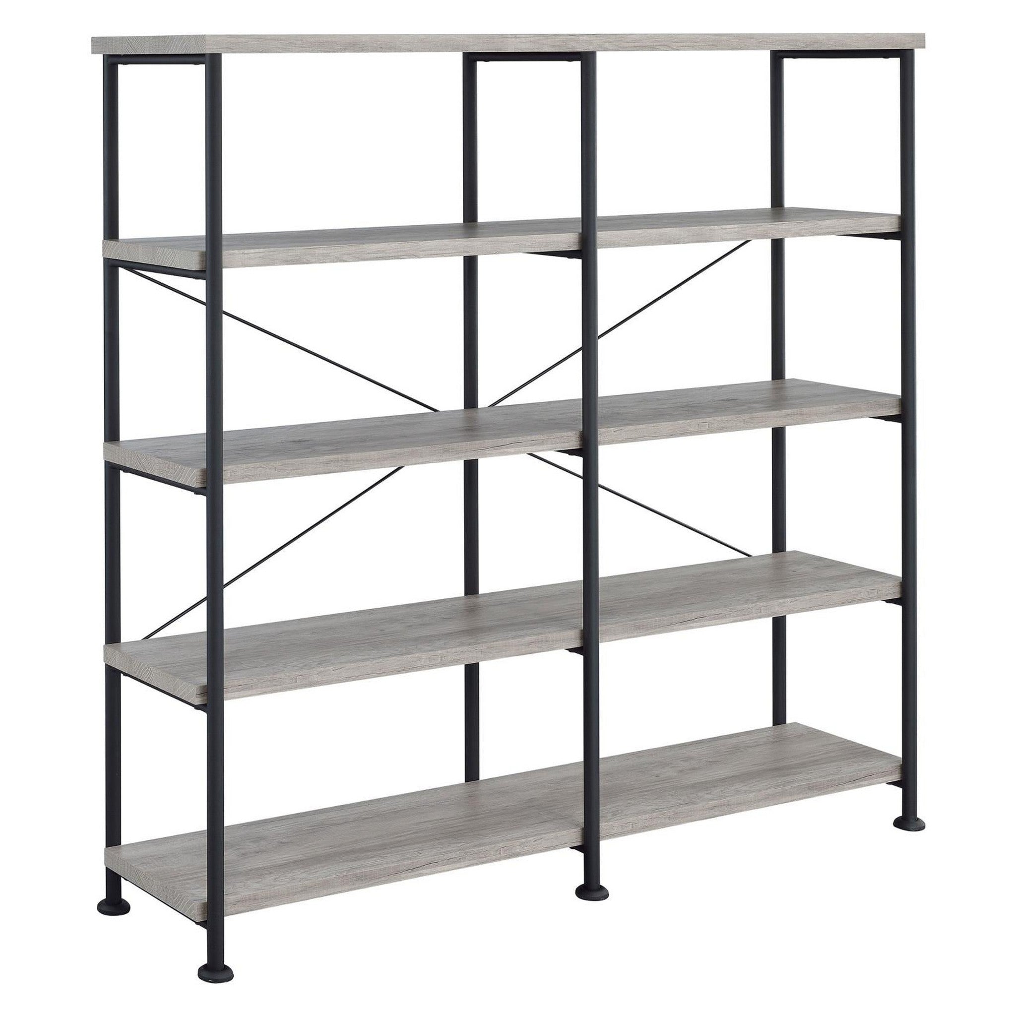 Analiese 4-shelf Open Bookcase Grey Driftwood 801544