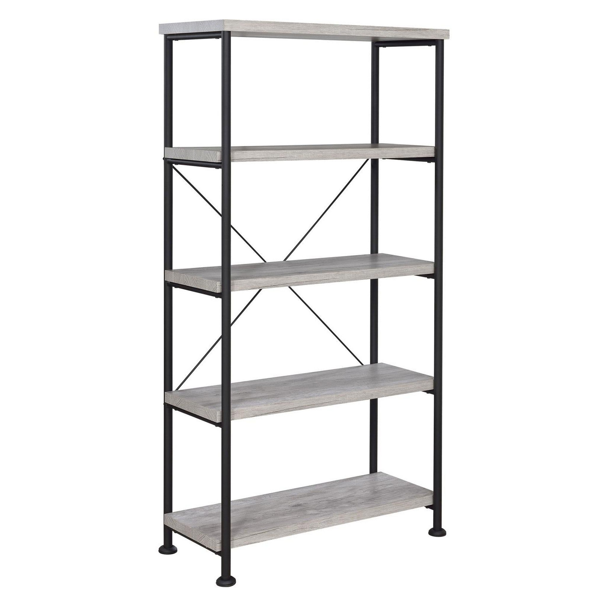 Analiese 4-shelf Bookcase Grey Driftwood 801546