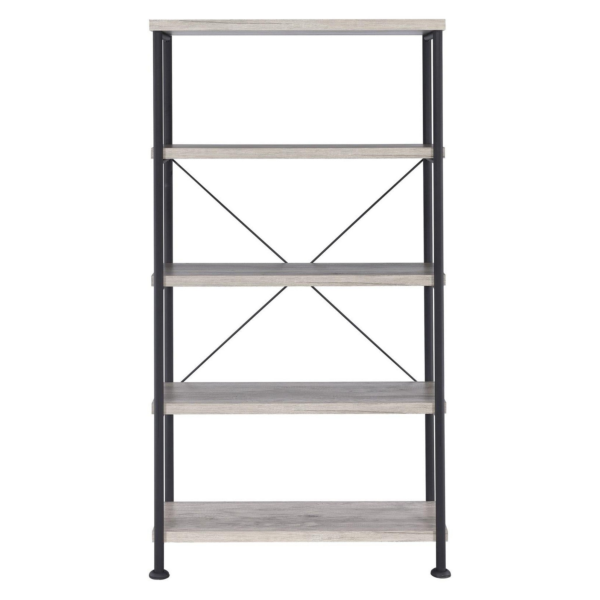 Analiese 4-shelf Bookcase Grey Driftwood 801546