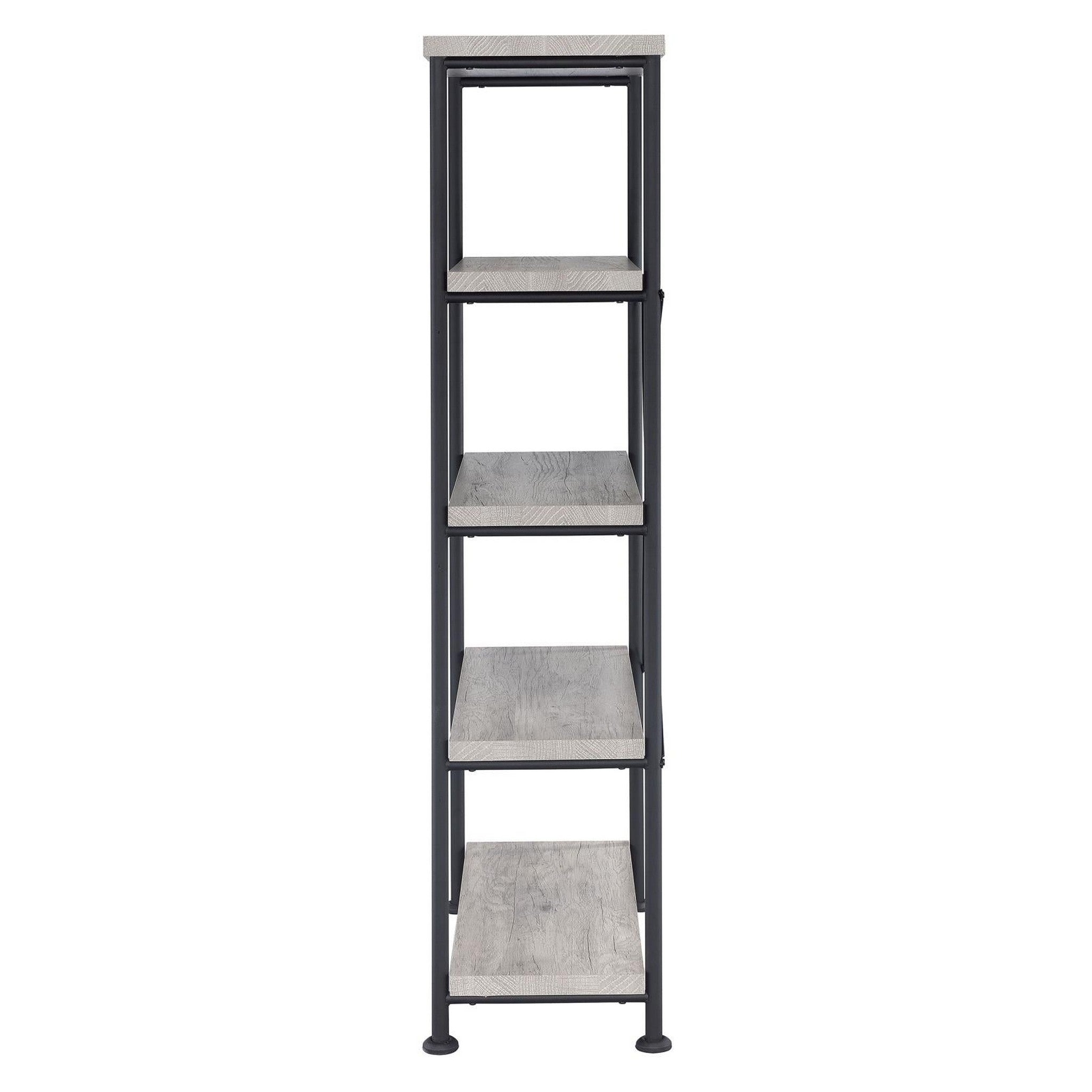 Analiese 4-shelf Bookcase Grey Driftwood 801546