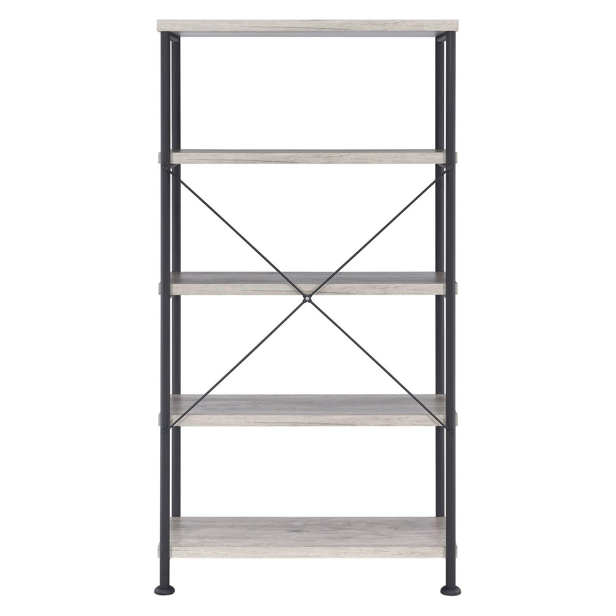 Analiese 4-shelf Bookcase Grey Driftwood 801546