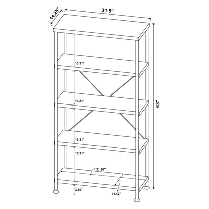 Analiese 4-shelf Bookcase Grey Driftwood 801546